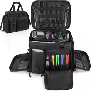 라숙 이발사 가방 조절 가능한 칸막이가 있는 이발 도구 보관 가위 클 트리머 및 키트용 헤어 케이스