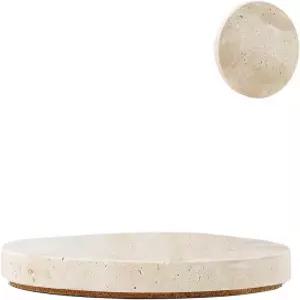 싱글 내추럴 트래버틴 마블 코스터 두꺼운 코르크 뒷면이 있는 4인치 원형 스톤 음료 내구성 미끄럼 방지