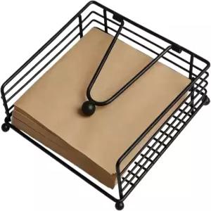 SWTOOL 블랙 냅킨 홀더 모던 스퀘어 메탈 플랫 수납 스탠드 야외 농가 웨딩 파티 호텔용 가중 피벗 암 포함