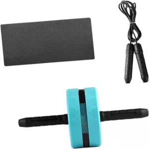 실내 코어 운동 및 근력 위한 무릎 패드와 줄넘기 세트가 있는 배스티브 사일런트 복부 롤러 휠 피트니스