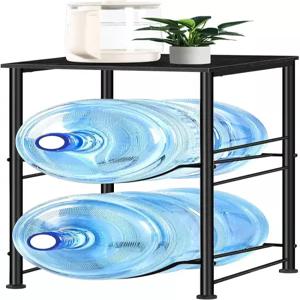 무아체 5갤런 물병 홀더 보관 선반이 있는 2단 정리함 사무실 주방 거실용 정수기 스탠드 블랙