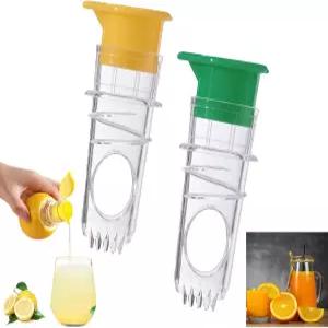 2Pcs 미니 레몬 압착기 뚜껑이 있고 필터 화면이 내장된 소형 휴대용 착즙기 라임 칵테일용 수동