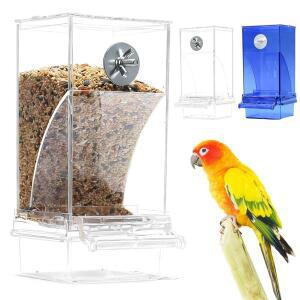 새먹이통 앵무새 자동 급식기 흘림 방지 아크릴 투명 걸이형 새장 용품
