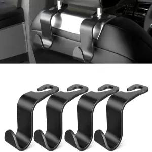 SUTOUG 카시트 백 훅 카 헤드레스트 후크 인테리어용 액세서리 4팩 플라스틱 블랙 핸드백 쇼핑백 옷 휴대용