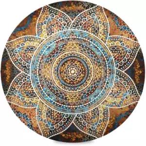 UZC 만다라 실내 또는 실외 및 사용하고 싶은 모든 곳에 수 있는 신축성 모서리 원형 식탁보 페이드 저항성