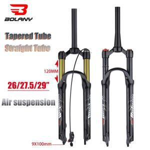 Bolany 산악 자전거 에어 서스펜션 포크 26 27.5 29인치 테프론 스트레이트/테이퍼 튜브 임팩 흡수 장치 공