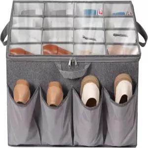 옷장용 보관 디어 패브릭 신발 정리함 최대 24켤레 조절 가능한 칸막이가 있는 접이식 보관함 용기 투명