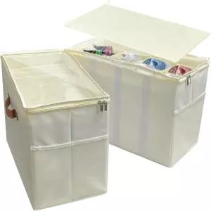 옷장용 SUGOE 2팩 신발 정리함 조절 가능한 칸막이와 투명 커버가 있는 접이식 보관 최대 16켤레 베이지색