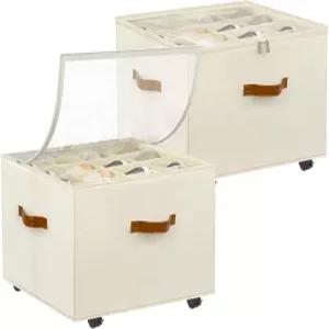 옷장용 크리아몰로 신발 정리함 바퀴 달린 커버가 명확한 조절 가능한 스태커블 보관함 접이식 디자인으로