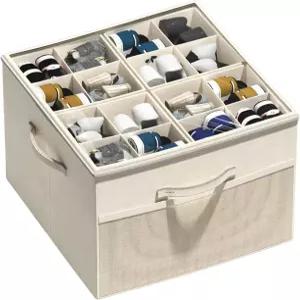 옷장용 레오소리아 신발 정리함 조절 가능한 칸막이와 투명 커버가 있는 접이식 보관함 최대 16켤레베이지