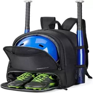 ZBEZBE 청소년 야구 가방 - 독립 헬멧 및 신발 수납 공간이 있는 소년 소녀용 백팩 배트 장갑 장비 장착