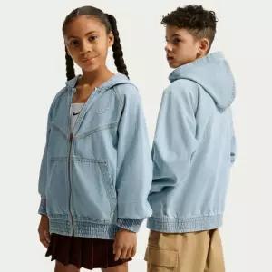 나이키키즈후드집업 SQJ IF2306-436 스포츠웨어 컬렉션 주니어 풀집 후드 데님 재킷
