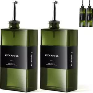 주방용 WISIMAL 올리브 오일 디스펜서 병 17OZ 자외선 차단 및 식초 세트 2개 스테인리스 스틸 파우치