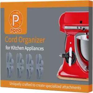 주방 가전제품용 코드 정리함 4팩 스탠드 믹서용 스틱 온 와이어 래퍼 그레이