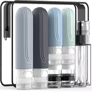 세면도구용 여행용 병 10팩 TSA 승인 사이즈 필수품 용기 세트 누수 방지 실리콘 키트 리필 가능한 액체 및