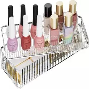 아크릴 메이크업 정리함 트레이 배니티 케이스 매니큐어 향수 스킨케어 조리대 2겹 쌓을 수 있습니다