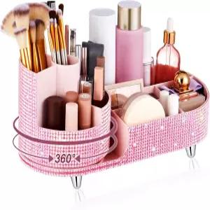 틴 걸스 어머니의 날 360 회전 블링 메이크업 정리함 선물 라인스톤 다이아몬드 욕실 걸리 스킨 케어