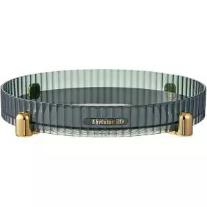 메이크업 향수 정리함 360 회전 스킨케어 배니티 트레이 화장대용 화장품 욕실 조리대 다크 그린