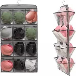 24개의 큰 포켓이 있는 회전형 행거 걸이 신발장 홀더가 옷장용 양면 신발 정리함회색 투명