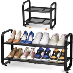 입구용 오도보 신발장 18.5인치 29.7인치 확장형 옷장용 차고 문 입구 블랙용 조절 가능한 금속 보관함