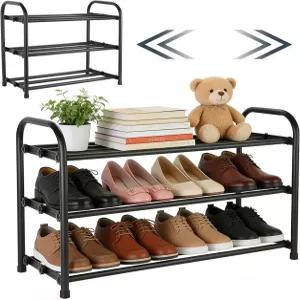 옷장용 플렛릭스 3단 확장 가능한 신발장 조절 정리함 옷장 입구 출입구용 튼튼한 금속 구조물 없는 스탠딩