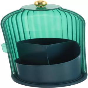 방진 커버가 있는 SMASOLO 회전 메이크업 브러시 홀더 베니티 욕실 조리대용 투명 화장품 정리 랙