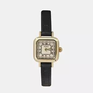 [엘케이트]엘케이트 여성 클래식 포멀 가죽 레더 스트랩 워치 스퀘어 정장 골드 프레임 손목시계 LMY009
