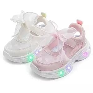 [보리보리/풋풋아동화]풋풋 로맨틱 쉬폰리본 LED 하트메쉬 메리제인 통풍 여름 여아 운동화