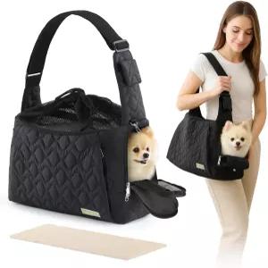 소형견을 위한 반려견 캐리어 슬링 최대 15파운드의 앞 고양이 및 스트랩이 조절 가능한 지갑 지퍼 포켓