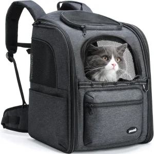 페큐트 고양이 배낭 캐리어 30 에너지 절약 통기성 반려동물 작은 개를 위한 접이식 인체공학적 여행