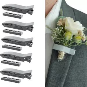 내 꿈의 세레모니 5쌍 꽃 자석 홀더 부토니에 코르사주 또는 브로치 - 고정 홀드 핀 없음 결혼식 무도회