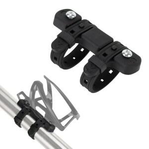 PSLER 자전거 물병 홀더 케이지 장착 베이스, 22 45mm 0.86''- .77'' 프레임용 나사 없는 설치, 철판이 있는 실리콘 스트랩, 산악 도로 eBike 프레임 마운트용 어댑터, 블랙