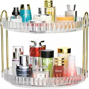 GTI 360 회전 메이크업 정리함 2단 욕실 카운터 대용량 향수 화장품 스킨케어 배니티 드레서 스피닝 및