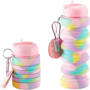 사진에 표시된 것처럼 요조바섹 접이식 물병 여행용 재사용 가능한 실리콘 휴대용 누수 방지 주전자