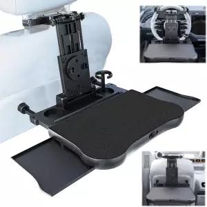 자동차 스티어링 휠 데스크 및 뒷좌석 헤드레스트 테이블 여행용 액세서리 음식 음료 필기 노트북 작업을