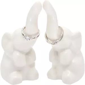 코끼리 반지 홀더 2팩 흰색 세라믹 보석 보관함