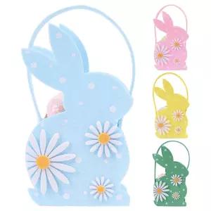 부활절 토끼 펠트 바구니 데이지 꽃 디자인의 귀여운 모양 가방 알 사냥을 위한 다채로운 봄 선물 사탕