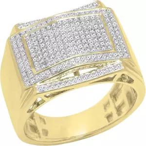 블래즐링록 컬렉션 0.45 Ctw 10K 솔리드 골드 라운드 화이트 내추럴 다이아몬드 남성 힙합 파베 웨딩 밴드