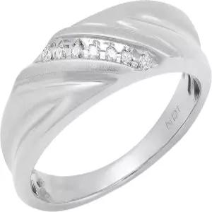 블래즐링록 컬렉션 라운드 화이트 내추럴 다이아몬드 슬랜트 7열 남성용 솔리드 골드 스톤 밴드 (0.08 Ctw)