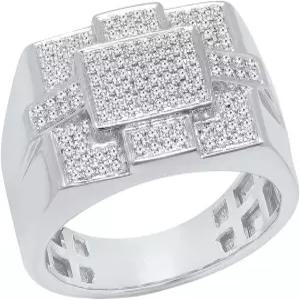 블래즐링록 컬렉션 0.50 Ctw 10K 솔리드 골드 라운드 컷 화이트 내추럴 다이아몬드 남성용 화려한 파베