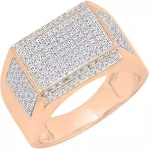 블래즐링록 컬렉션 0.80 Ctw 10K 솔리드 골드 라운드 화이트 내추럴 다이아몬드 남성용 화려한 힙합 핑키