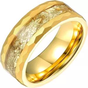 IRA 8mm 남성 텅스텐 웨딩 밴드 금 도금 카바이드 링 금박 망치 가장자리 약속 반지 편안한 착용 사이즈 13