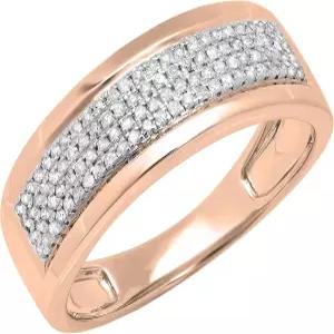 블래즐링록 컬렉션 0.40 Ctw 솔리드 골드 라운드 화이트 내추럴 다이아몬드 남성용 화려한 핑키 웨딩