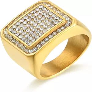 위스발 시그넷 링 클러스터 밴드 파브 남성 스퀘어 크리스탈 지르콘 리틀 핑거