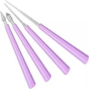 보석 제작을 위한 4개의 PCS 비드 리머 도구 - 다이아몬드 팁 세트 공예 비딩 홀 확대기 버 리무버 유리