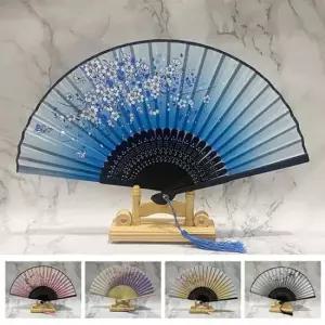 접이식부채 우아한 접이식 전통 실크 대나무 부채 여름 선물 1P