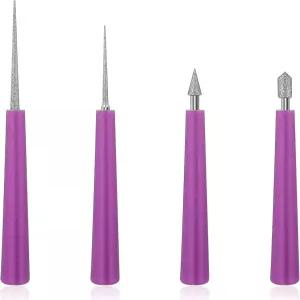 보석용 다이아몬드 팁 비드 리머 4Pcs 유리 플라스틱 금속 목재 비딩 홀 확대 도구 버 제거 구멍