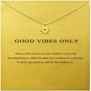 카이야오 굿 바이브 온리 선 펜던트 목걸이와 메시지 카드 선샤인 행운의 여성 축복 주얼리 선물