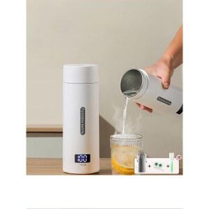 휴대용 미니 전기포트 커피포트 보온병 표준 컵 이중뚜껑 여행용 일체형 304 300ml 보온 신형