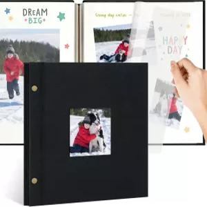 창문이 있는 10x10 인치 린넨 셀프 접착 사진 앨범 시대를 초월한 결혼식 및 커플 위한 우아한 스크랩북